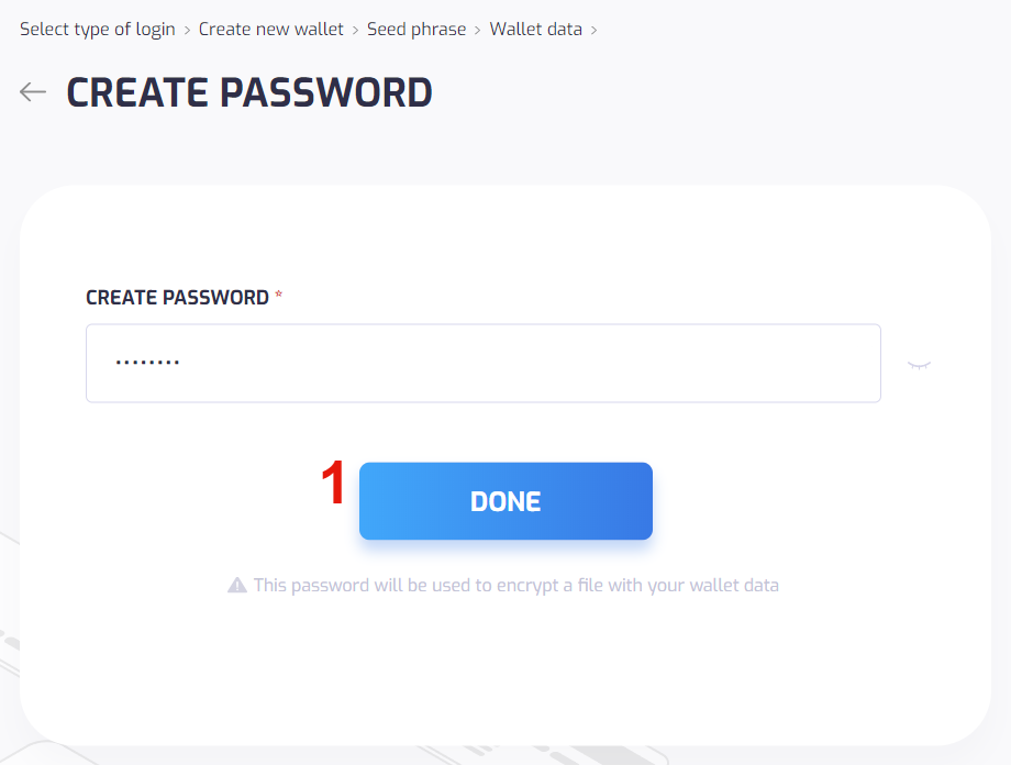 Create Password Done