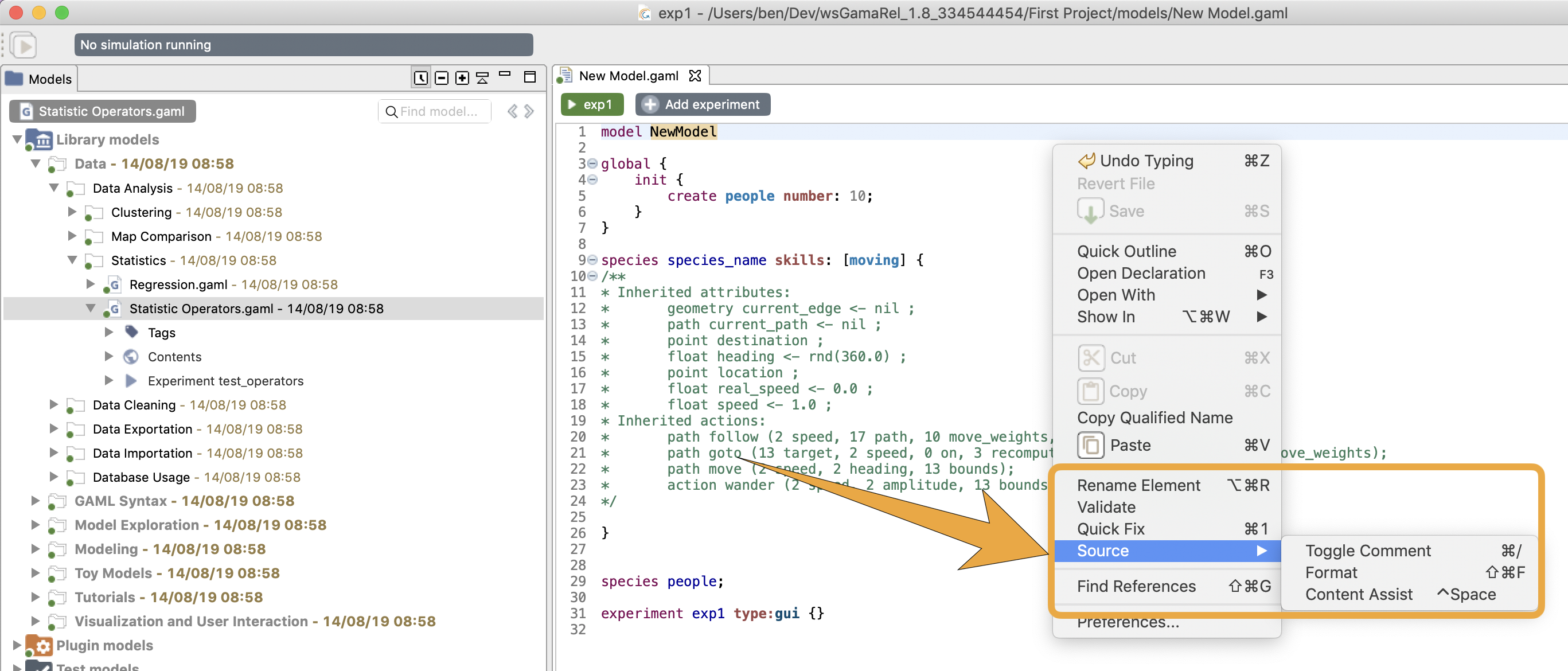 The formatting tools in the editor contextual menu.