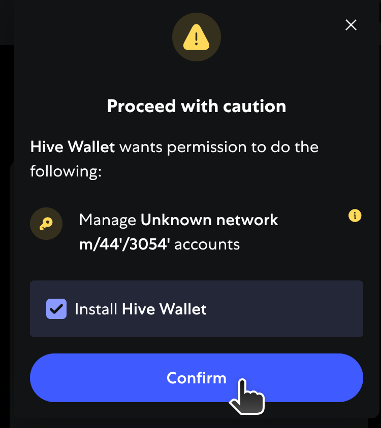 Extra confirmation window